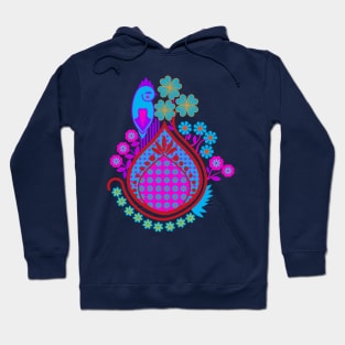 Bird in an Indian Garden Floral Ethnic Design Hoodie